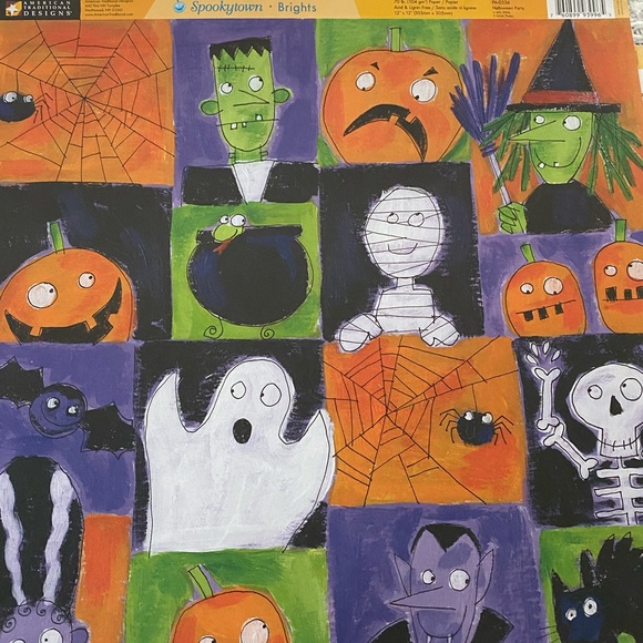 👻🎃 AMERICAN TRADITIONAL DESIGNS HALLOWEEN THEMED SCRAPBOOK PAPER & STICKERS. - Picture 4 of 7